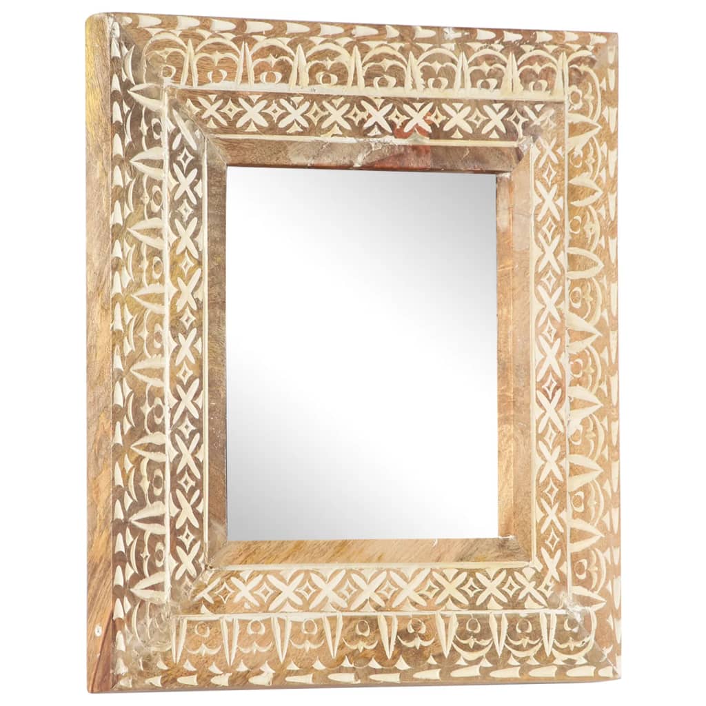 Hand-Carved Mirror Solid Mango Wood